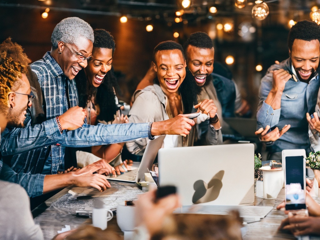 RAW photo, a group of diverse individuals gathered around a computer, experimenting with free AI tools, vibrant energy and excitement, warm lighting illuminating their teamwork, 8k UHD, high-quality, realistic photo, subtle film grain, Fujifilm XT4