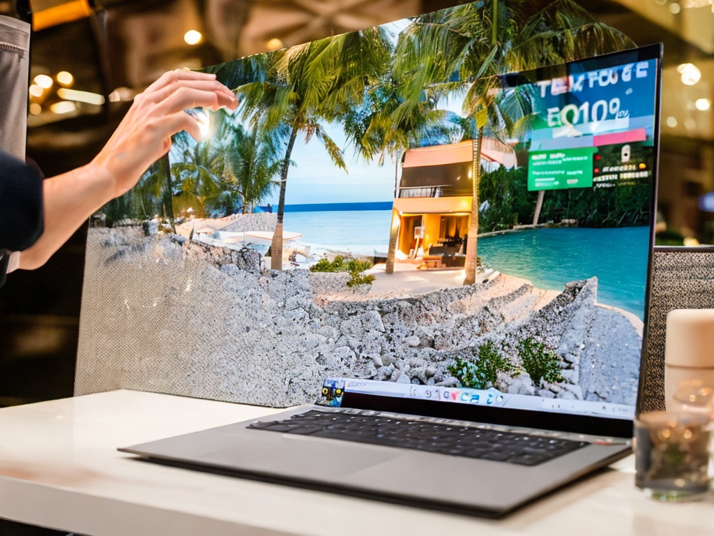 RAW photo, a close-up of a person using an AI-powered customer service tool on a laptop, showcasing interactive features and user-friendly interface, soft ambient lighting, 8k UHD, high resolution, realistic photo, slight film grain