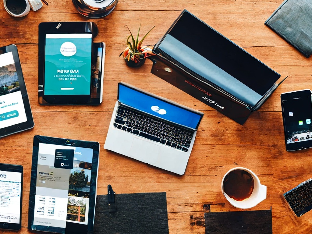 RAW photo, a collage on a desk showcasing different AI productivity tools, like a digital calendar, task management software, and virtual assistant apps on devices, maintaining an organized and modern workspace vibe, warm lighting, 8k UHD, high quality, film grain effect