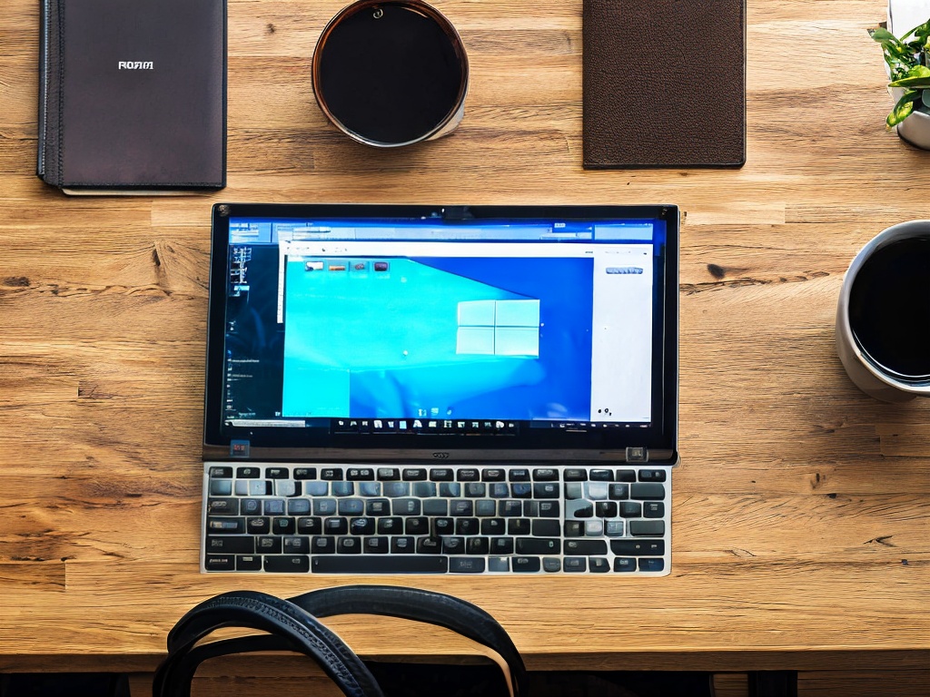 RAW photo, a modern workspace featuring a computer screen displaying an AI content generator interface, with notebook and coffee cup beside it, illuminated by natural light, 8k uhd, high quality, realistic photo, subtle film grain, Fujifilm XT3