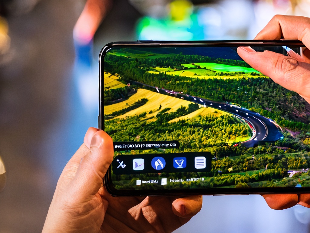 RAW photo, close-up of a smartphone screen showing an AI app in action, with a user's hand interacting with the app, vibrant colors and detailed interface, soft diffused lighting, 8k UHD, high-resolution image that conveys modern technology, high-quality depth of field