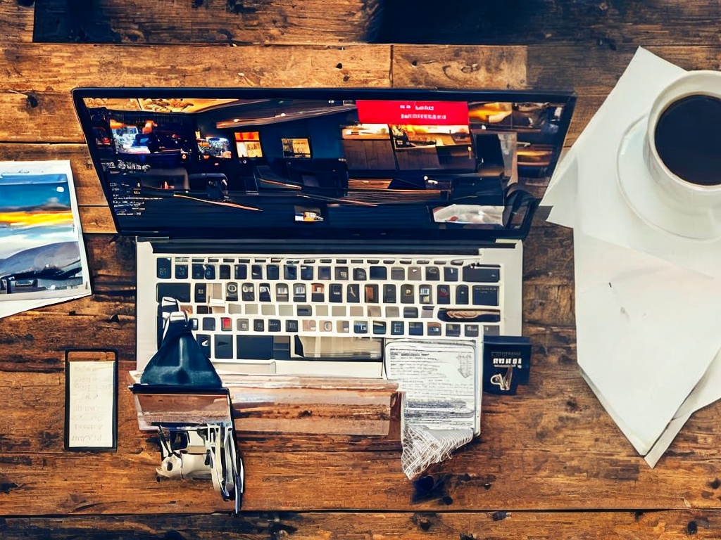 RAW photo, a modern desk setup featuring a laptop with writing software open, surrounded by notes and a cup of coffee, warm natural lighting illuminating the scene, 8k UHD, high quality, realistic photo, film grain, Canon EOS R5