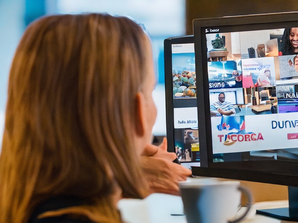 RAW photo, a close-up of a customer support representative using an AI chatbot application on a computer screen, highlighting user interaction and advanced technology, natural lighting, 8k UHD, high resolution, capturing detailed expressions and engagement