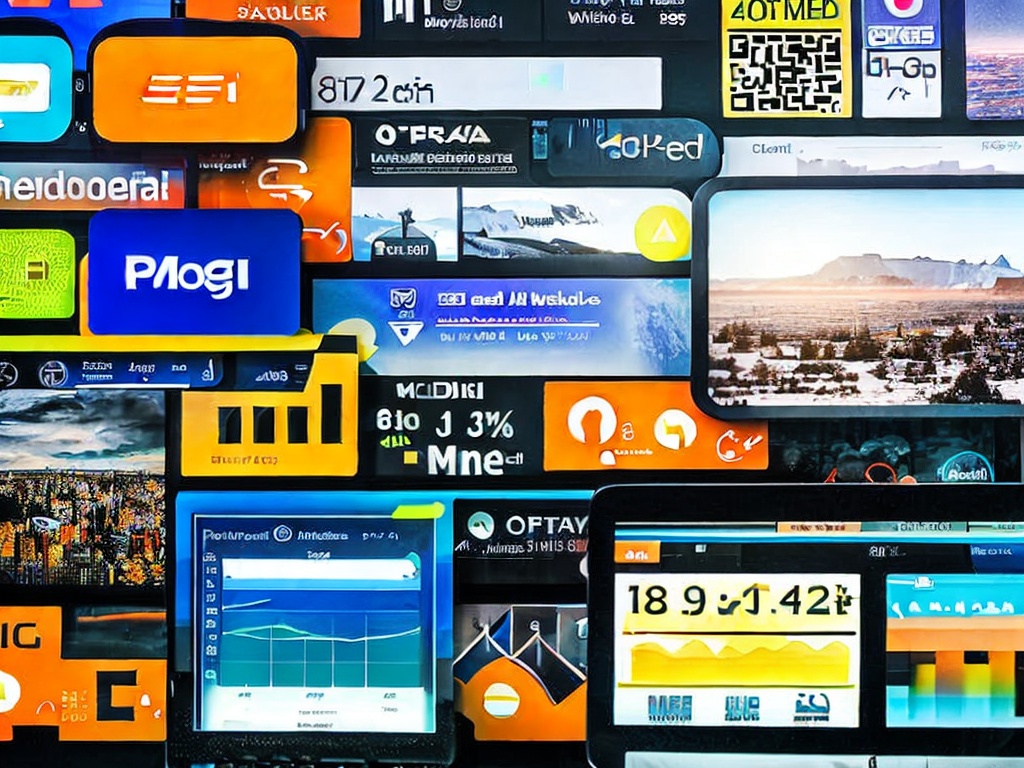 RAW photo, a close-up of a high-tech marketing dashboard displaying AI analytics and metrics, surrounded by digital marketing symbols and icons, vibrant colors emphasizing the digital aspect, soft highlight lighting, 8k UHD, high resolution, realistic photo, film grain effect, Nikon Z7 II