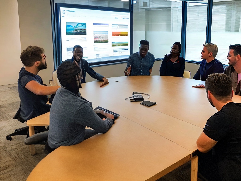 RAW photo, a brainstorming session in a conference room, highlighting a whiteboard filled with AI marketing strategies and diagrams, with team members discussing enthusiastically, bright office lighting, 8k UHD resolution, capturing high-quality details