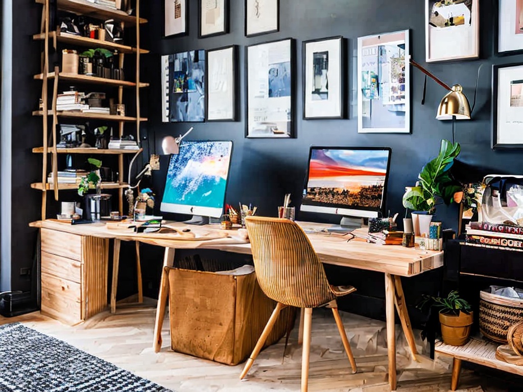 RAW photo, a creative workspace showcasing a laptop displaying a popular free AI software interface, surrounded by books and tech gadgets, soft natural lighting, 8k uhd, vibrant colors, capturing a modern and inspiring atmosphere, Fujifilm XT4