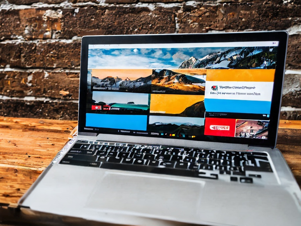 RAW photo, a laptop on a desk displaying various free AI websites with vibrant user interfaces, natural light streaming in from a window, 8k uhd, high quality, realistic photo, film grain, Nikon D750