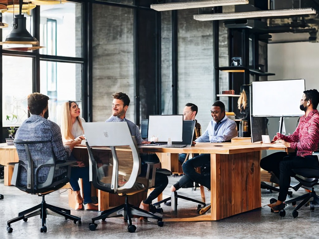 RAW photo, a group of diverse professionals collaborating on an AI project in a modern office, showcasing laptops and brainstorming boards, bright ambient lighting enhancing the atmosphere of innovation, 8k UHD resolution, high-quality image, realistic and engaging