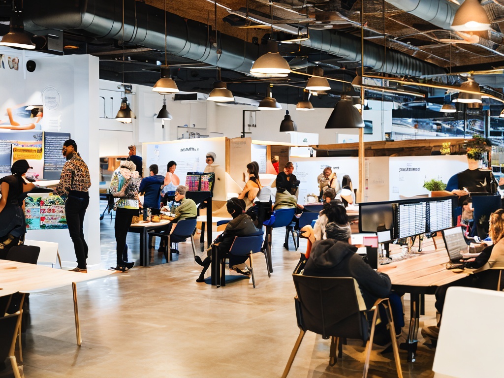 RAW photo, an open-source AI community meeting in a bright co-working space, diverse individuals collaborating over laptops, with posters showcasing various free AI tools on the walls, warm ambient lighting, 8k UHD, clear details and depth, Fuji XT3