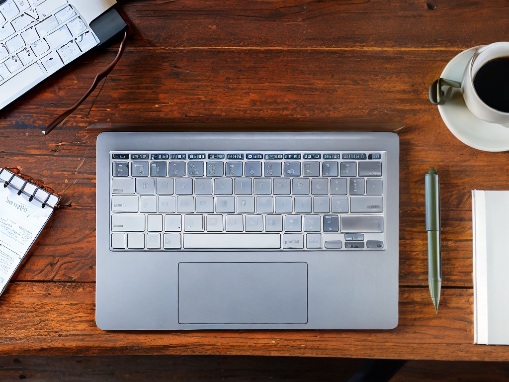 RAW photo, a modern workspace with multiple digital marketing tools displayed on a sleek laptop screen, including graphs and analytics, a coffee cup and notepad positioned next to the laptop, ambient lighting creating a professional atmosphere, 8k uhd, high quality, realistic photo, Fujifilm XT4