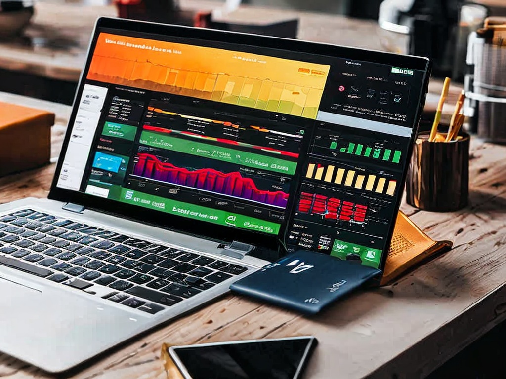 RAW photo, a close-up of a digital marketing dashboard on a laptop screen, showcasing AI-driven analytics with vibrant graphs and charts, set in a stylish workspace, natural lighting, 8k uhd, high quality, film grain, Fujifilm XT4