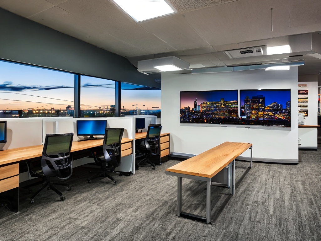 RAW photo, a modern workspace featuring a computer screen displaying a no-code AI platform interface, showcasing user-friendly design elements, ambient lighting enhancing the tech-savvy atmosphere, 8k UHD, high quality, realistic photo, subtle film grain, Canon EOS R5