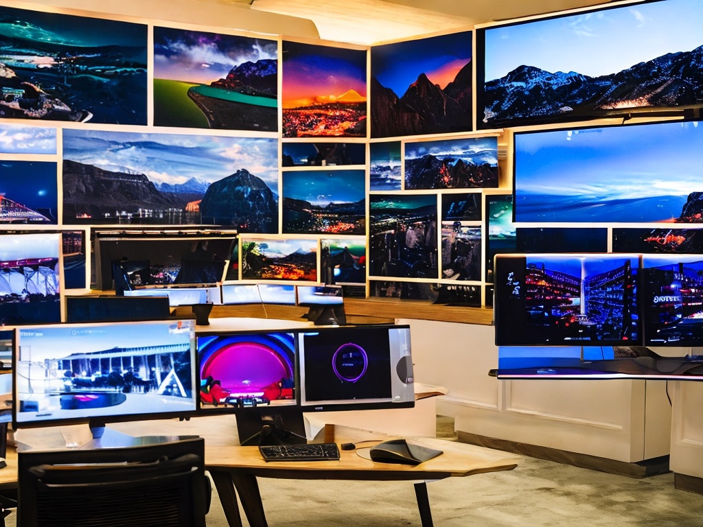 RAW photo, an individual exploring various free AI tools on multiple screens, surrounded by a modern tech aesthetic, bright LED lighting that emphasizes the screens, 8k uhd, high resolution, cinematic feel with realistic imagery