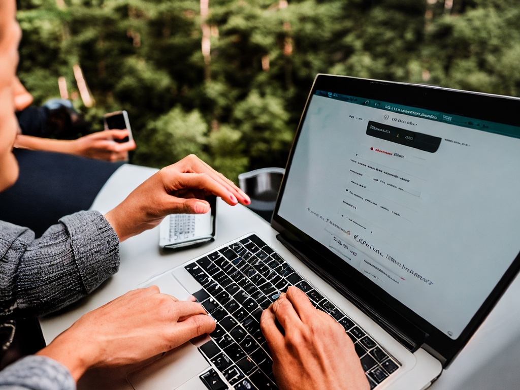 RAW photo, a close-up of a person interacting with a no-code AI platform on a laptop, capturing the excitement of technology without coding, warm natural light filtering through a window, 8k UHD, high resolution, realistic photo, minimal film grain, Nikon Z7