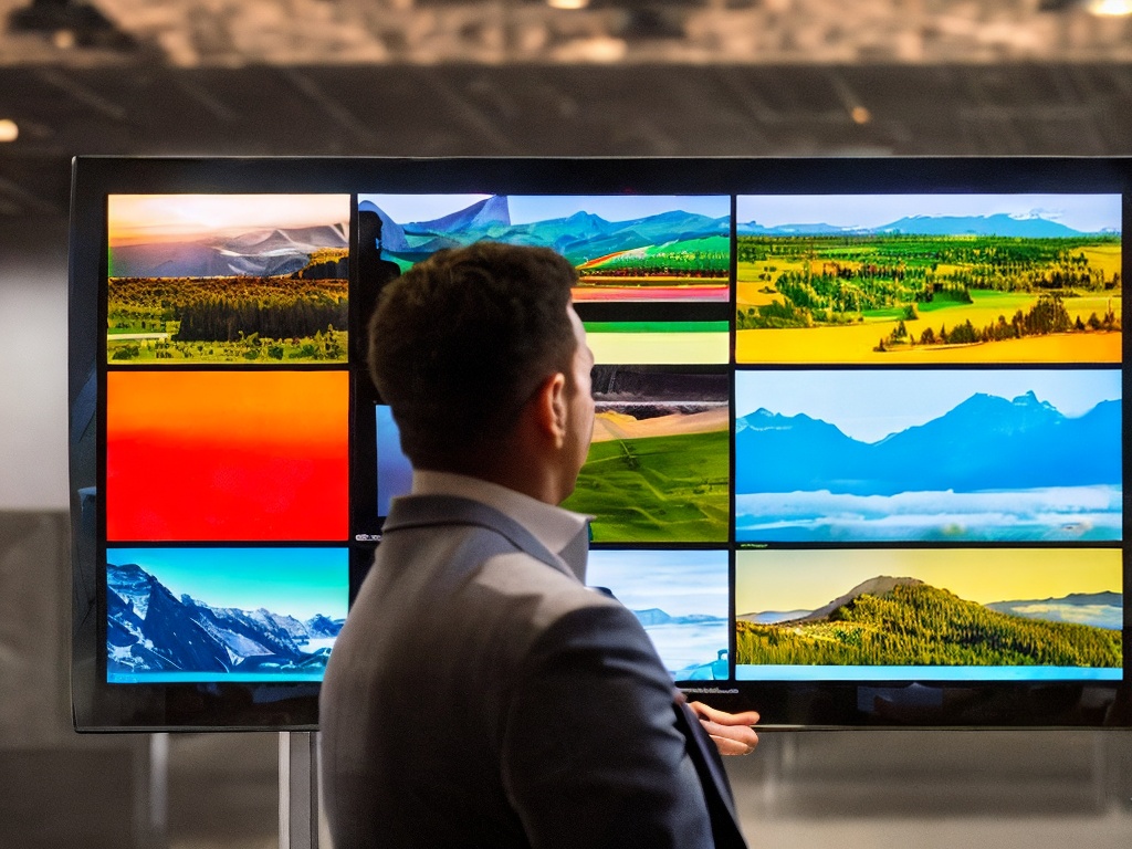 RAW photo, a person interacting with a touchscreen displaying multiple AI platform interfaces, with vibrant colors and engaging design, natural lighting pouring in from a nearby window, 8k UHD, high quality, capturing a moment of tech engagement.