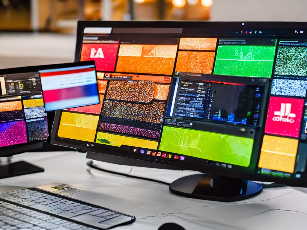 RAW photo, a close-up of a computer keyboard and monitor displaying leading AI platform interfaces, with a dynamic color scheme highlighting their features, soft lighting, 8k UHD resolution, realistic photo, detail-rich, shot with a Nikon Z7 II