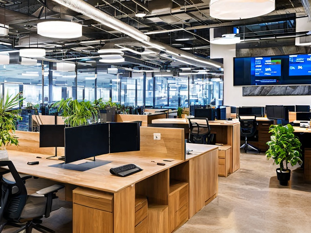 RAW photo, a sleek modern office environment featuring a computer screen displaying an AI customer service dashboard, ambient lighting highlighting the advanced technology at play, 8k uhd, high quality, realistic photo, subtle film grain, Fujifilm XT3