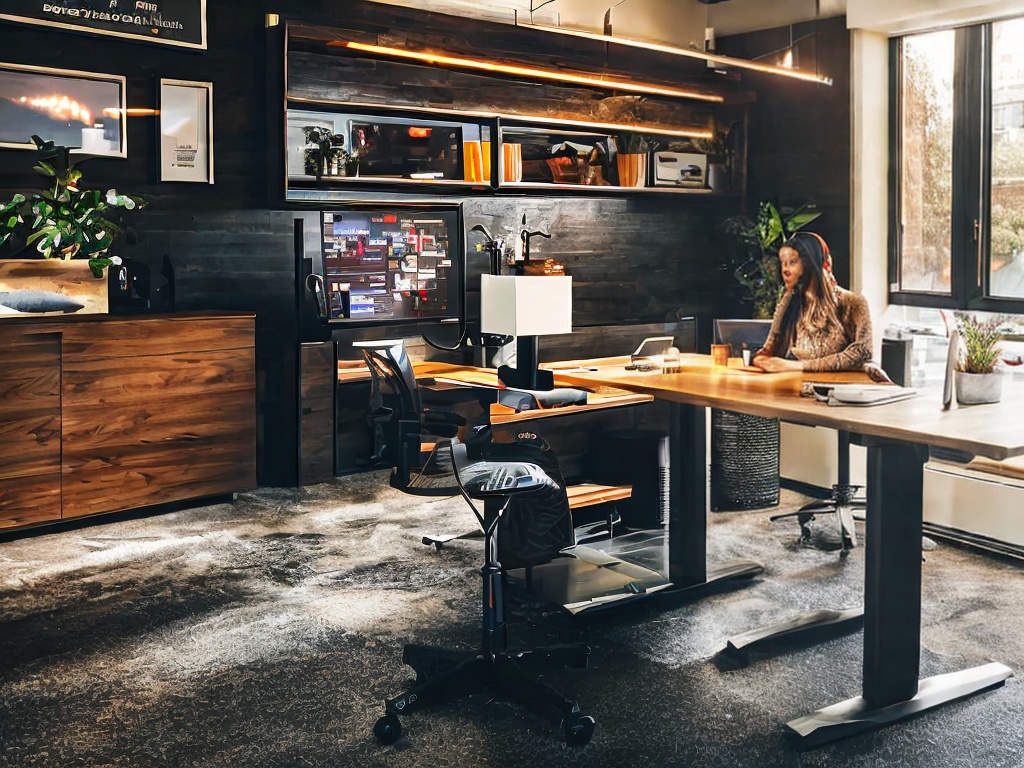 RAW photo, a modern workspace with a person interacting with a computer screen displaying various AI applications, an inviting atmosphere, soft warm lighting, 8k UHD, high quality, realistic photo, intimate film grain effect, Fujifilm XT3