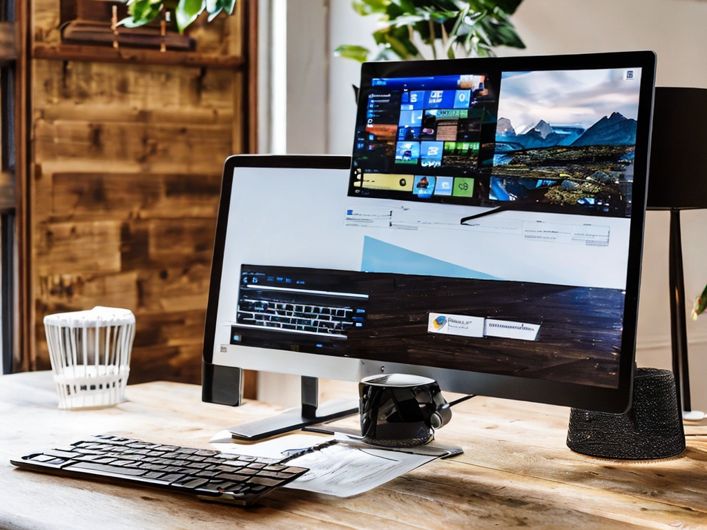 RAW photo, a desk with a laptop displaying AI writing software, ambient light from a window illuminating the space, showcasing a modern workspace filled with notes and creative materials, 8k UHD, high quality, realistic photo, soft film grain, Fujifilm XT3