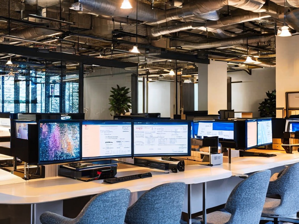 RAW photo, a modern workspace with sleek computer screens displaying code and AI algorithms, soft ambient lighting, high-quality detail, 8k UHD resolution, realistic photo, subtle film grain, taken with a Canon EOS R5