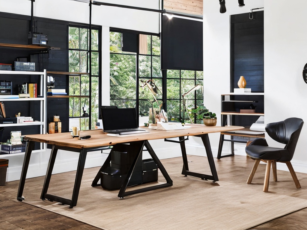 RAW photo, a sleek modern workspace featuring multiple AI productivity tools on a desk, including a laptop with productivity software open, smart gadgets, and organizational supplies, soft lighting highlighting the tech ambiance, 8k uhd, high quality, realistic photo, film grain, captured with a Canon EOS R5