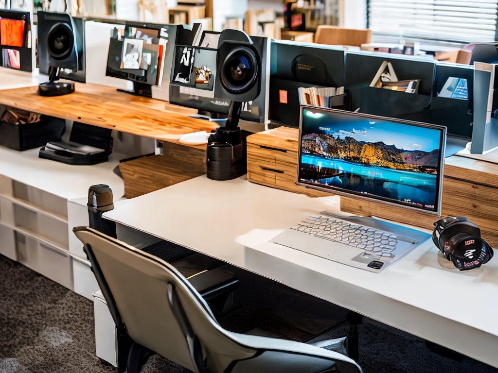 RAW photo, a modern desk setup featuring sleek AI learning tools such as a laptop with coding software open, stylish ergonomic chair, and educational books on AI, soft natural lighting enhancing the tech atmosphere, 8k UHD resolution, high quality, film grain, Fujifilm XT3