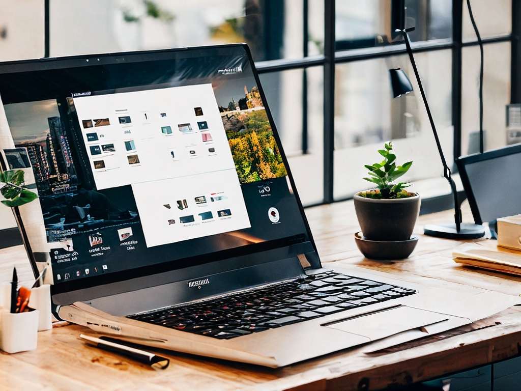 RAW photo, a modern workspace featuring a sleek laptop with AI productivity tools displayed on the screen, surrounded by organized stationery, soft morning light filtering through a window, 8k uhd, high quality, realistic photo, minimal film grain, Fujifilm XT3