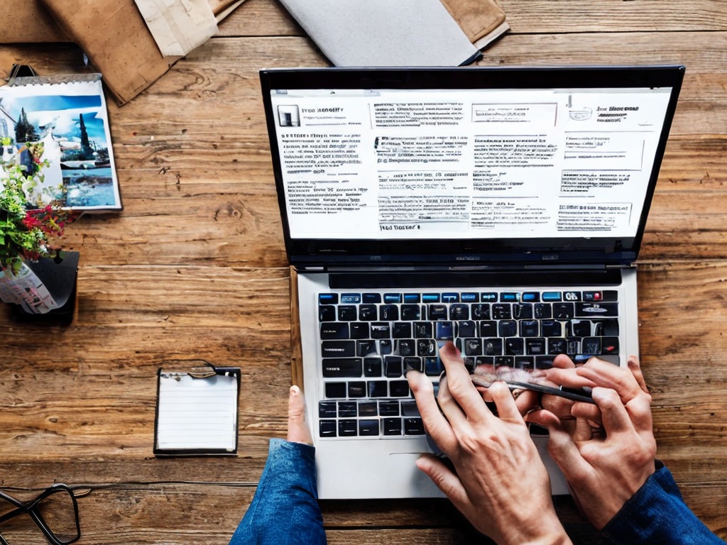 RAW photo, a close-up of hands typing on a laptop screen displaying AI-generated content, surrounded by sketches and notes, with ambient lighting to give a creative atmosphere, 8k UHD resolution, high-quality, film grain, Fujifilm XT4