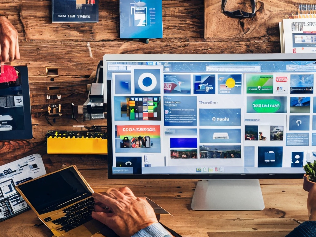 RAW photo, close-up shot of a computer screen displaying various free AI applications and tools, surrounded by hands working on a digital project, soft focus background, cinematic lighting, 8k UHD, high resolution, realistic details.