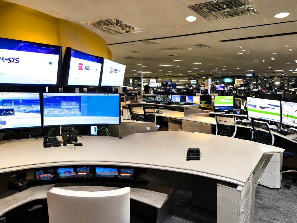 RAW photo, a futuristic workspace with multiple monitors displaying free-to-use AI tools and platforms, ambient lighting that portrays a tech-savvy environment, 8k UHD, high quality, realistic photo, film grain, Sony A7R IV