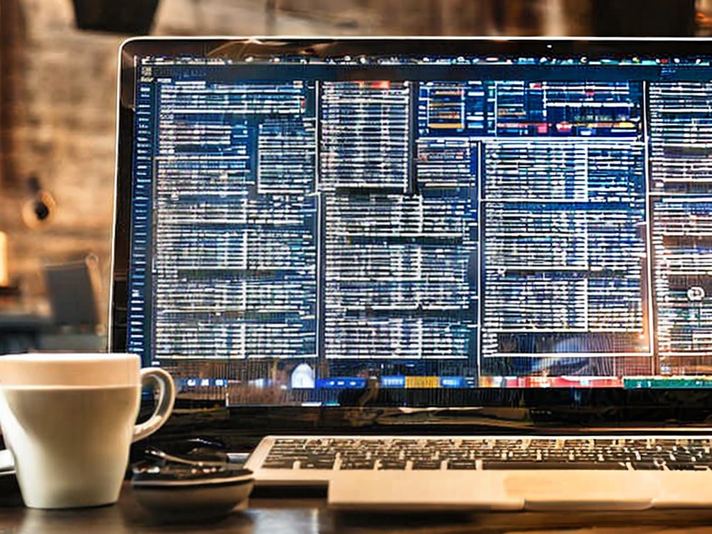 RAW photo, a close-up of a laptop screen filled with lines of code for AI programming software, scattered coffee cups and tech gadgets on a stylish desk, warm evening light illuminating the scene, 8k UHD resolution, high-quality, realistic photo with a subtle film grain