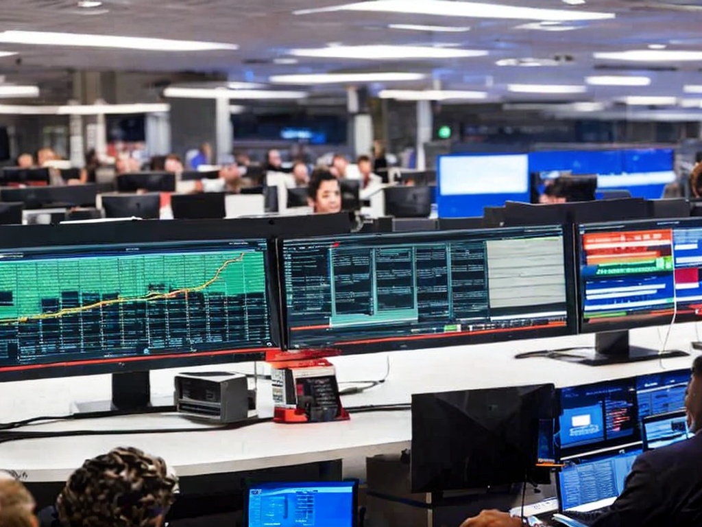 RAW photo, an AI-driven dashboard on a computer screen displaying analytics and support metrics, surrounded by a busy IT support team in the background, dynamic lighting, 8k UHD, high resolution, capturing a high-tech atmosphere