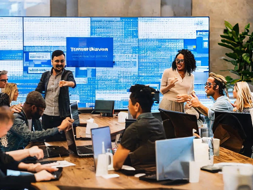 RAW photo, a team of diverse programmers collaboratively discussing AI software development at a high-tech meeting table, surrounded by digital screens showcasing coding algorithms, soft natural lighting, 8k UHD, high resolution, capturing a moment of inspiration and teamwork