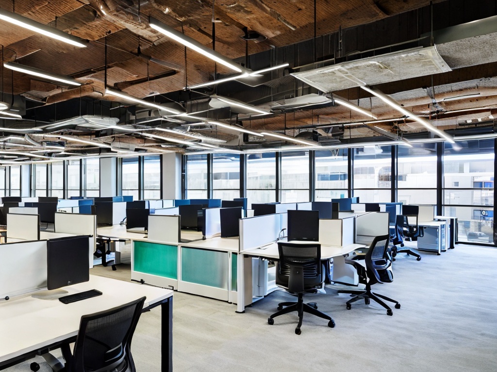 RAW photo, a modern office space with multiple AI-driven devices such as smart assistants and automated workflow tools, showcasing a streamlined and efficient work environment, natural light pouring in through large windows, 8k UHD, high resolution, realistic photo, shot with a Nikon Z7