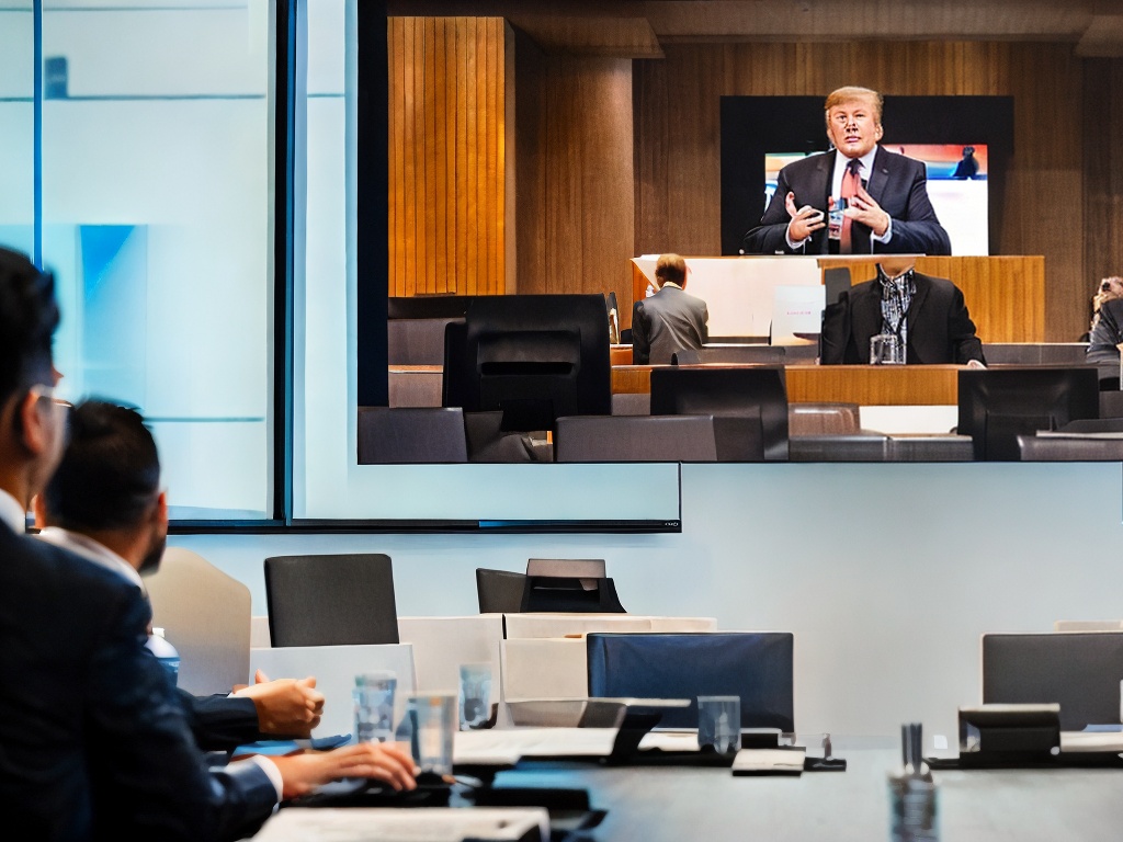 RAW photo, an executive presenting AI-driven business solutions in a sleek conference room with high-tech visuals on a projector, soft ambient lighting, capturing engaged team members listening intently, 8k UHD, high resolution, realistic photo, subtle film grain, Fujifilm XT4